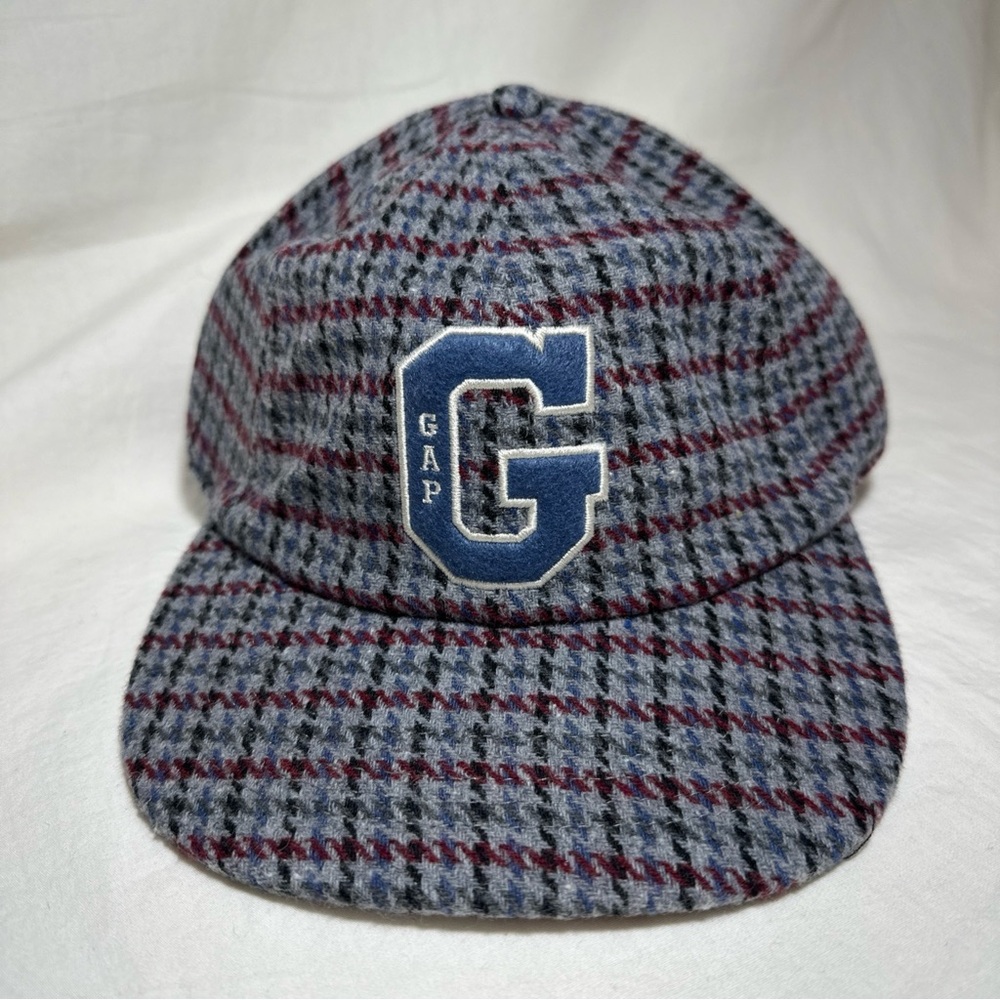 GAP Blue and Red Baseball Cap with Houndstooth Pattern